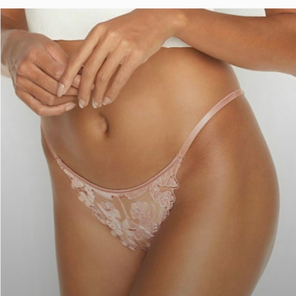Victoria’s Secret Demure Pink Floral Embroidered Brazilian-XL- NWT